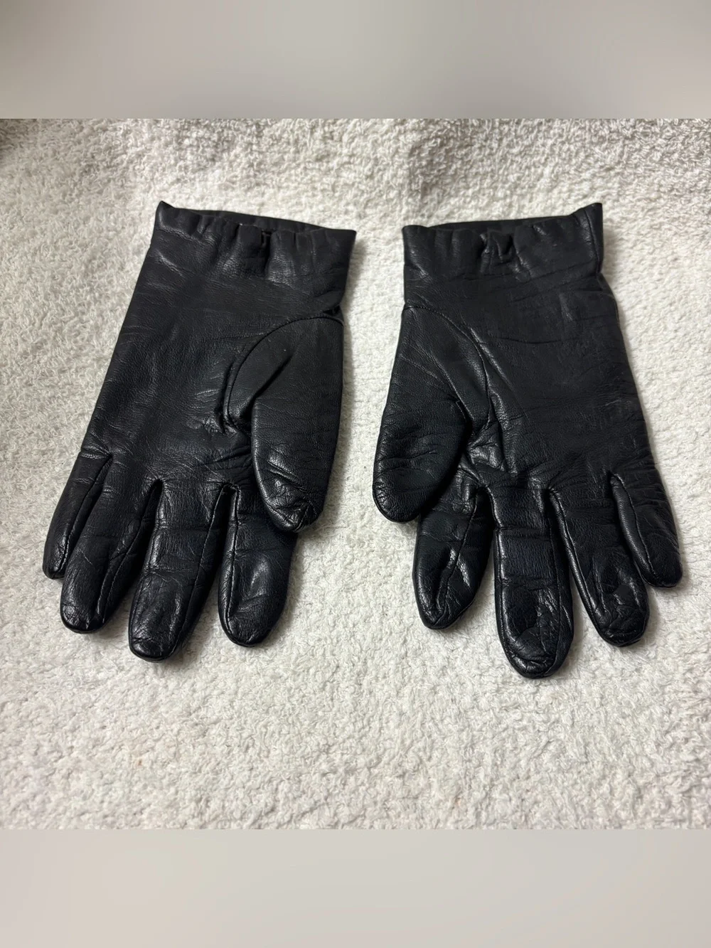 Classic Black Leather Women’s Gloves Cashmere Lining Size XL